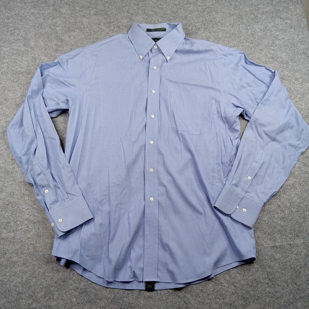 Marshall Field's Shirt Mens 16.5‎ 34/37 Blue Pinpoint Oxford No-Iron Button Down